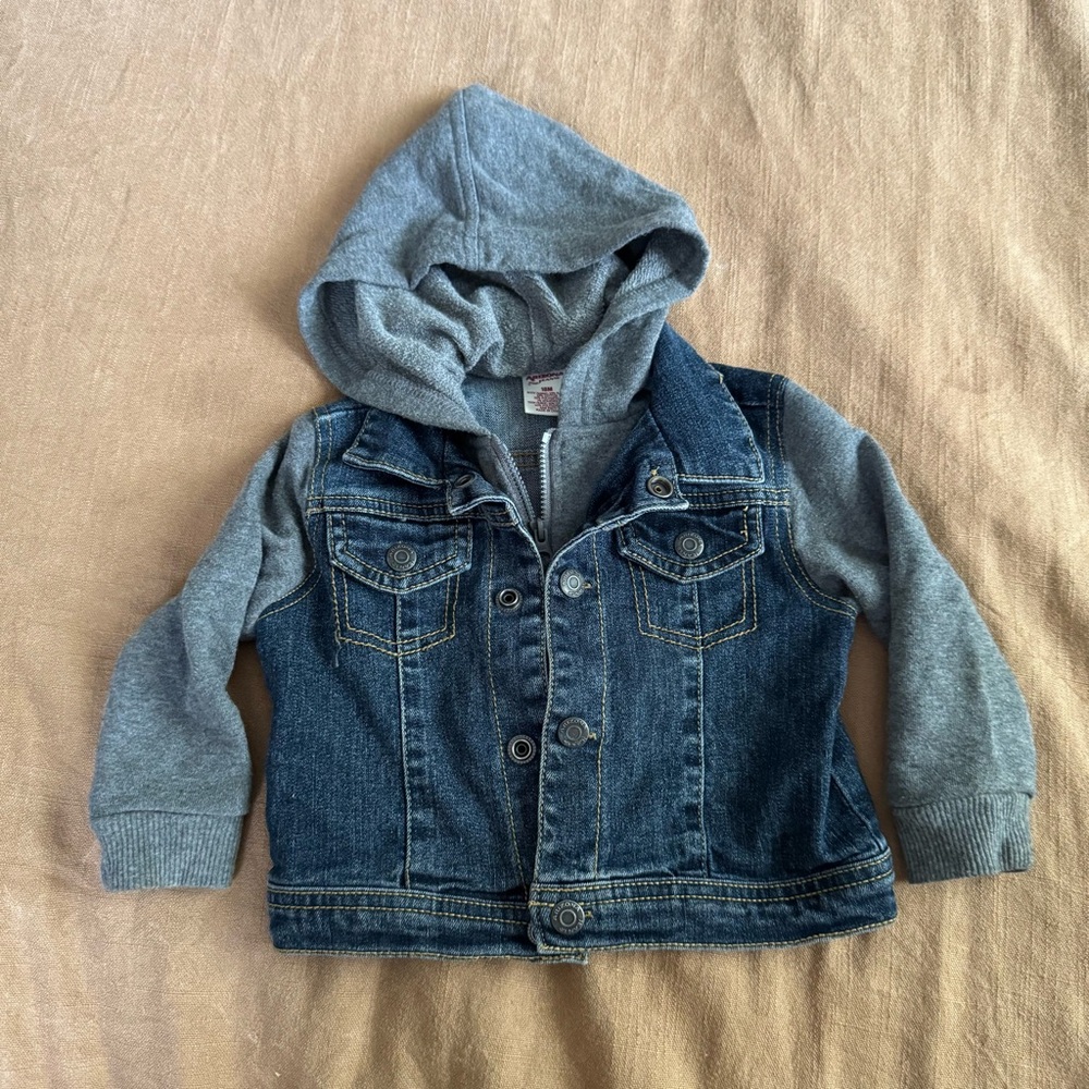 Arizona Jean Company Blue Denim Jacket with Gray Hood